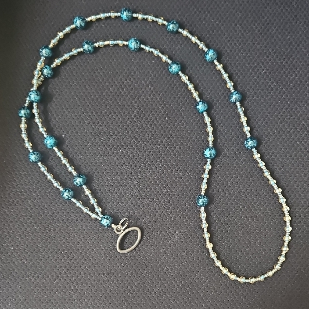 Elegant Blue and Silver Beaded Necklace